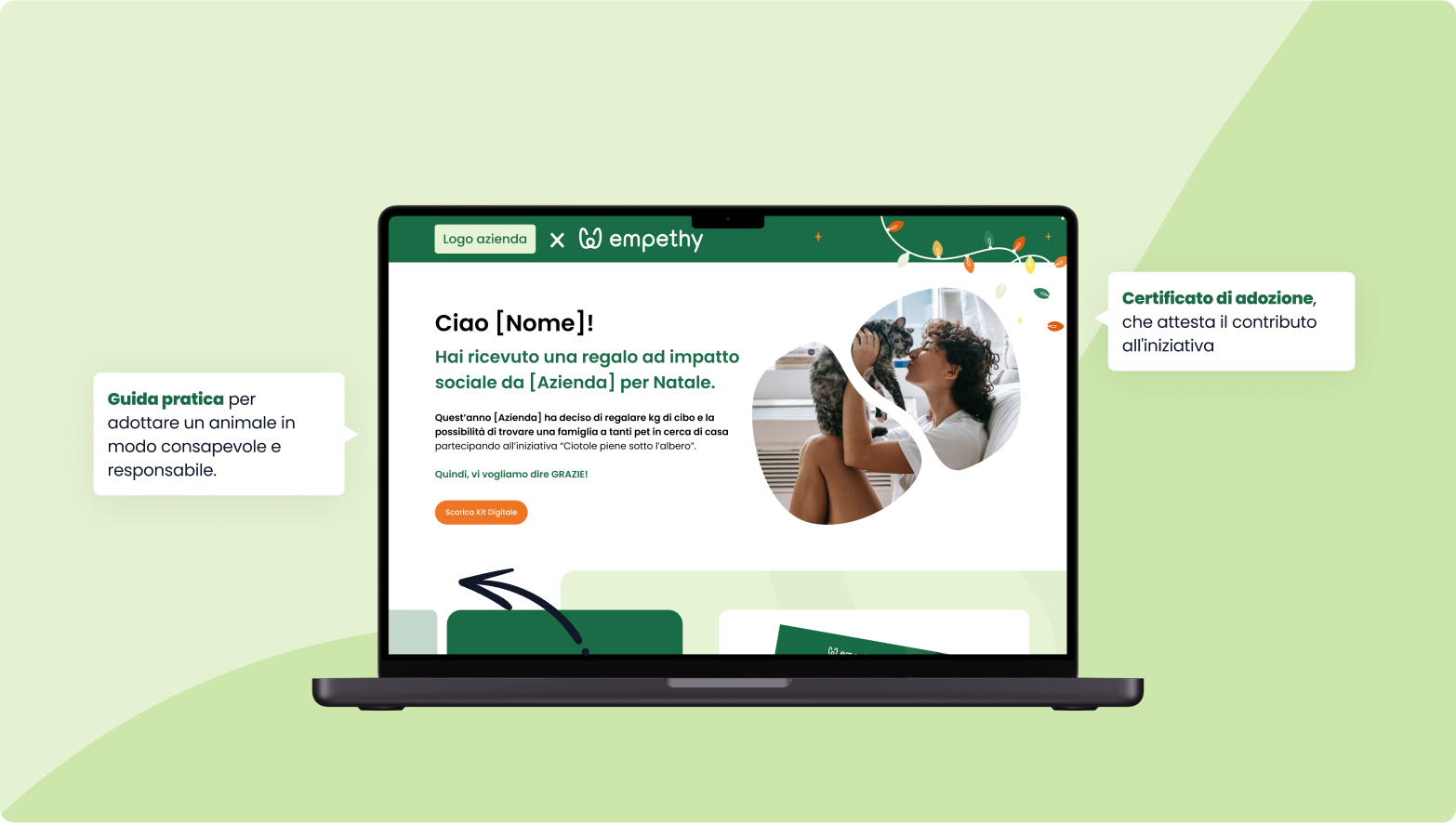 Landing Page personalizzata per i regali solidali di Empethy